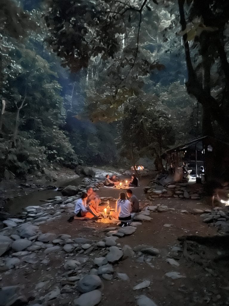 candelight dinner at the campsite