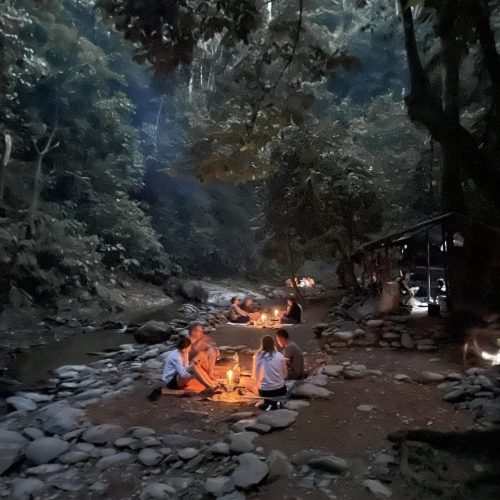candelight dinner at the campsite